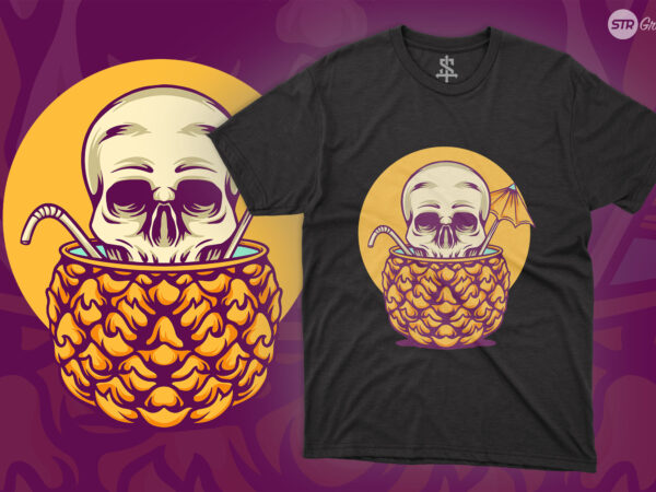 Skull pineapple juice – illustration t shirt template vector Skull pineapple juice – illustration t shirt template vector