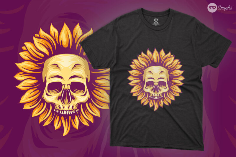 Skull Sun Flower – Illustration