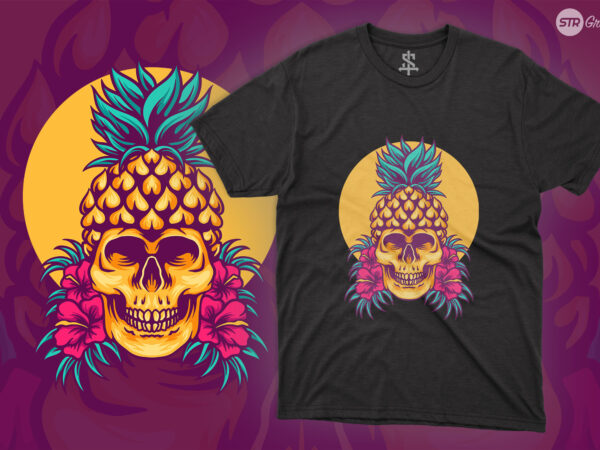 Pineapple skull summer – illustration t shirt illustration