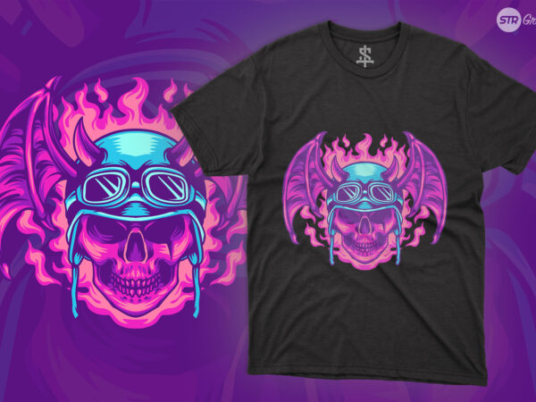 Bat skull rider – illustration t shirt template
