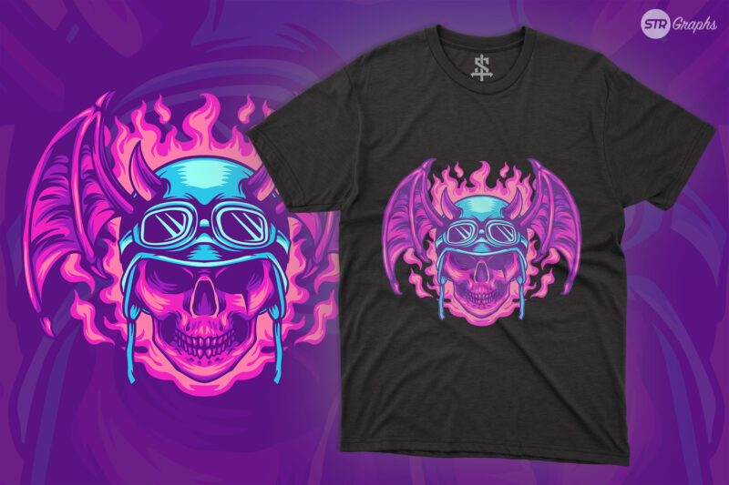 Bat Skull Rider - Illustration - Buy t-shirt designs