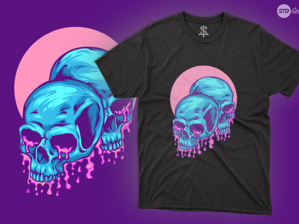 Bubble gum skull – illustration t shirt template