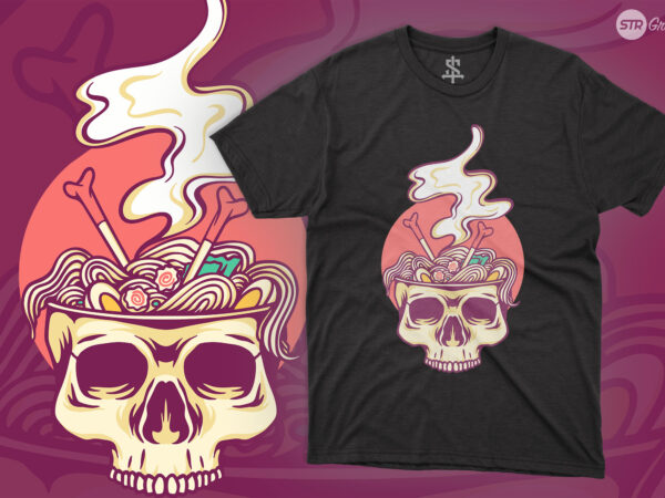 Ramen skull – illustration t shirt design online