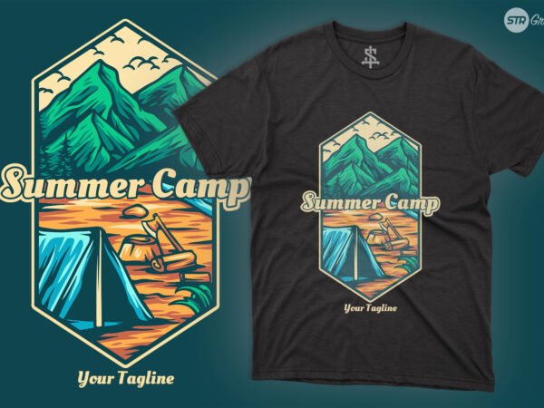 Summer camp – illustration t shirt template vector