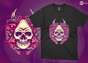 Skull Oni Mask – Illustration t shirt template vector