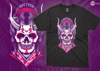 Skull Geisha – Illustration t shirt template vector
