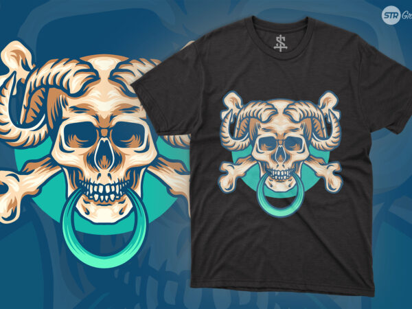 Scary skull and bones – illustration t shirt template vector