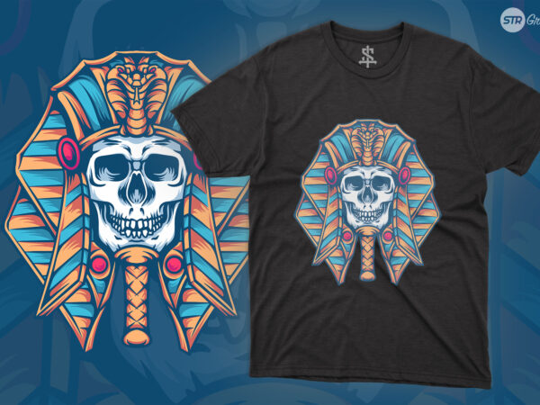 Skull egyptian – illustration t shirt template vector