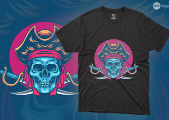 Skull Pirates – Illustration t shirt template vector