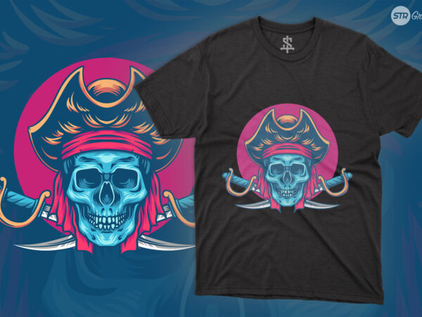 Skull pirates – illustration t shirt template vector