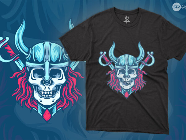 Skull viking – illustration t shirt template vector