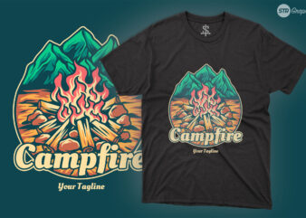 Campfire Outdoors – Illustration t shirt vector file