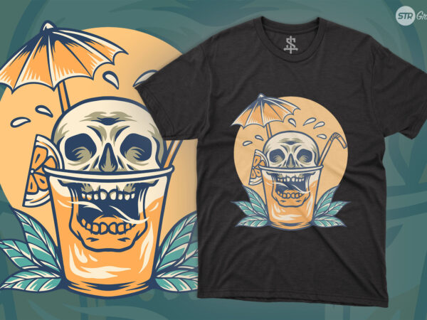 Skull orange juice summer – illustration t shirt template vector Skull orange juice summer – illustration t shirt template vector