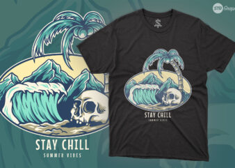 Skull Child In Beach Summer – Illustration t shirt template vector