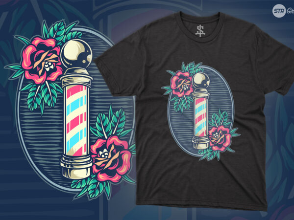 Roses babershop – illustration t shirt design online