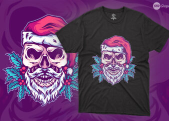 Skull Santa Claus Christmas – Illustration t shirt template vector