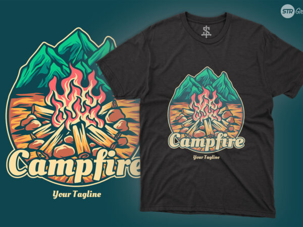 Campfire outdoors – illustration t shirt vector file