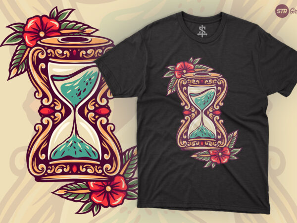Hourglass – retro illustration graphic t shirt