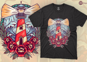 Lighthouse – Retro Illustration t shirt vector graphic