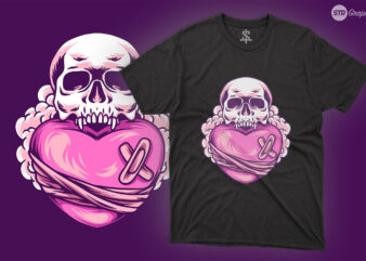 Skull Love – Illustration t shirt template vector