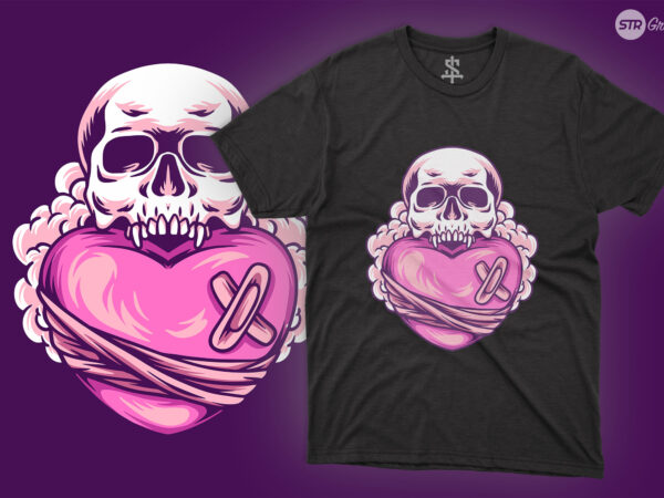 Skull love – illustration t shirt template vector Skull love – illustration t shirt template vector