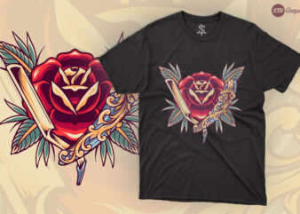 Rose Babershop – Retro Illustration t shirt design online