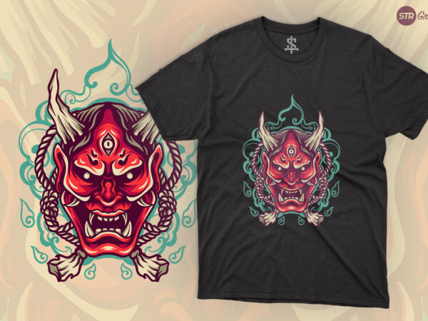 Devil mask – retro illustration t shirt vector illustration