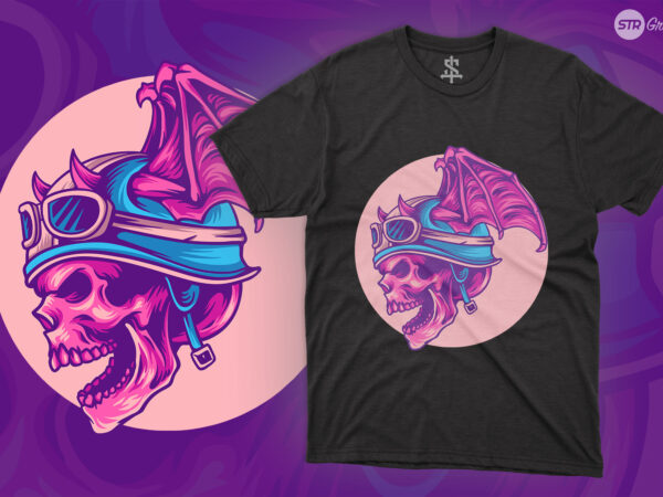 Bat skull rider – illustration t shirt template