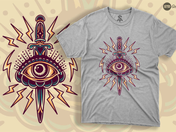 Eye And Knife - Retro Illustration - Buy t-shirt designs