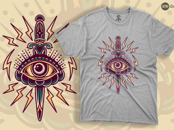 Eye and knife – retro illustration vector clipart