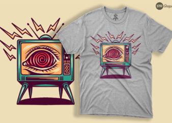 Brainwash Television – Retro Illustration t shirt template