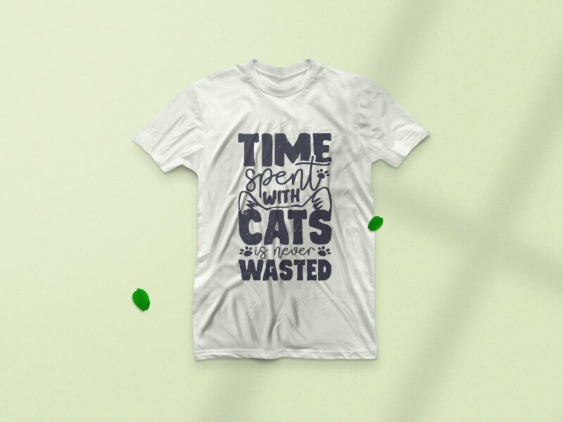 Time spent with cats is never wasted, Cat lover typography vintage t-shirt design