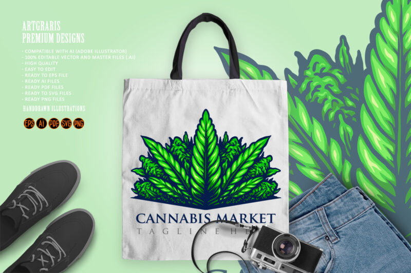 Cannabis leaf for logo mascot illustrations