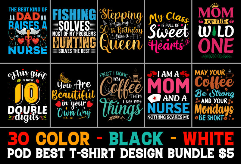 Typography T-Shirt Design Bundle - Buy t-shirt designs
