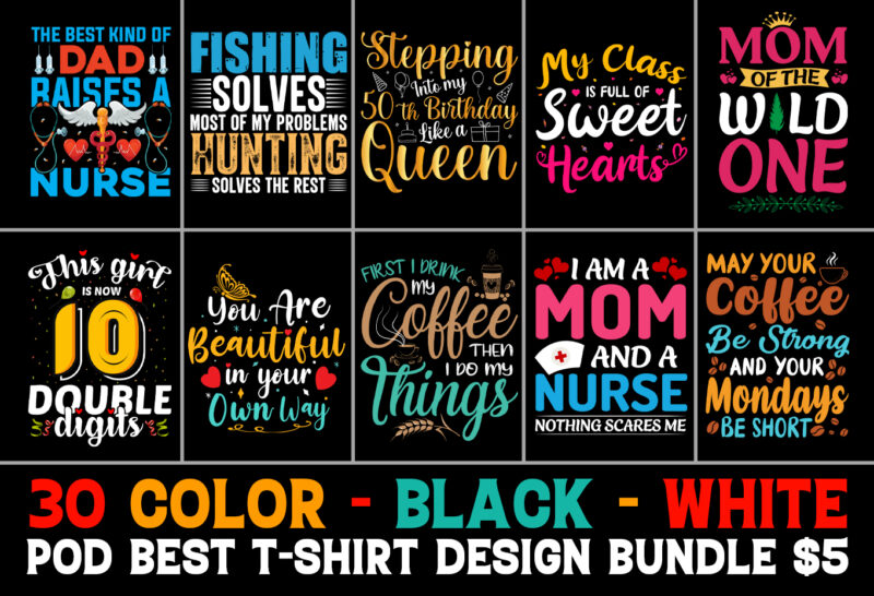 Typography T-Shirt Design Bundle