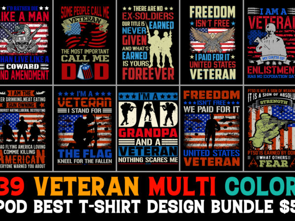 Veteran t-shirt design bundle