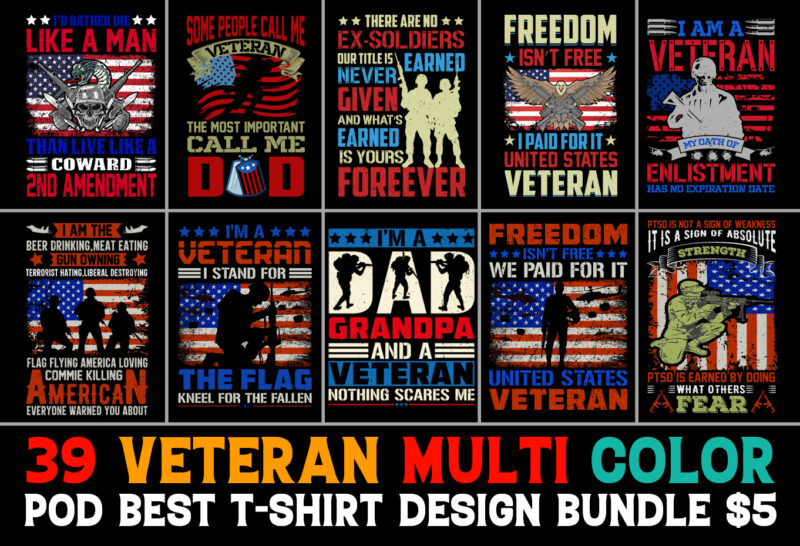 Veteran T-Shirt Design Bundle