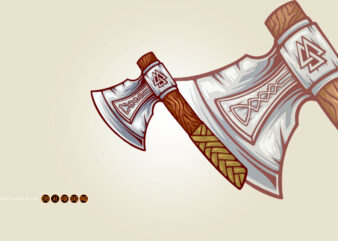 Viking battle axe weapon cartoon illustrations