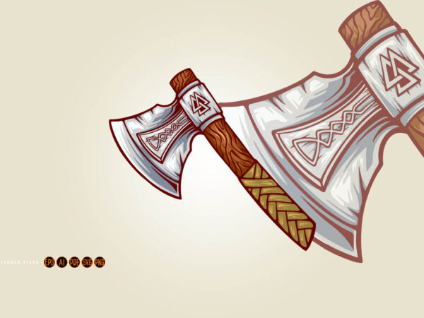 Viking battle axe weapon cartoon illustrations t shirt vector art