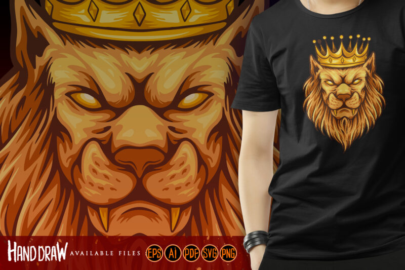 Vintage elegant lion king crown illustrations
