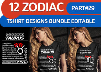 12 ZODIAC MOM tshirt designs bundle PART# 29 ON
