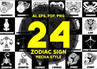 24 Zodiac Sign in Modern Mecha style.