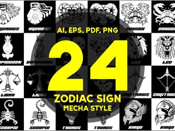 24 zodiac sign in modern mecha style.