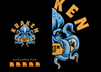 Kraken surf Tshirt Design