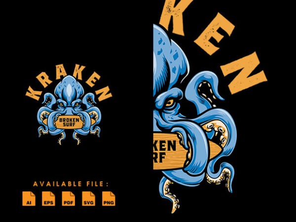 Kraken surf tshirt design