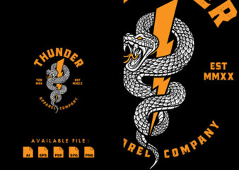 Snake thunder Tshirt Design