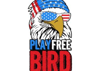 4th Of July American Flag Bald Eagle Mullet Play Free Bird Svg, Play Free Bird Svg, Eagle 4th Of July Svg, Eagle Flag Svg