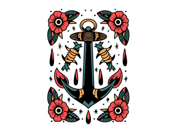 Anchor tattoo flash t shirt vector