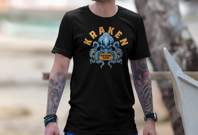 Kraken surf Tshirt Design