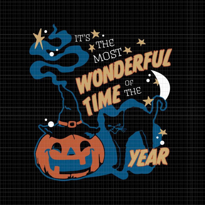 It’s the Most Wonderful Time of the Year Svg, Black Cat Halloween Svg, Halloween Svg, Black Cat Svg, Pumpkin Halloween Svg